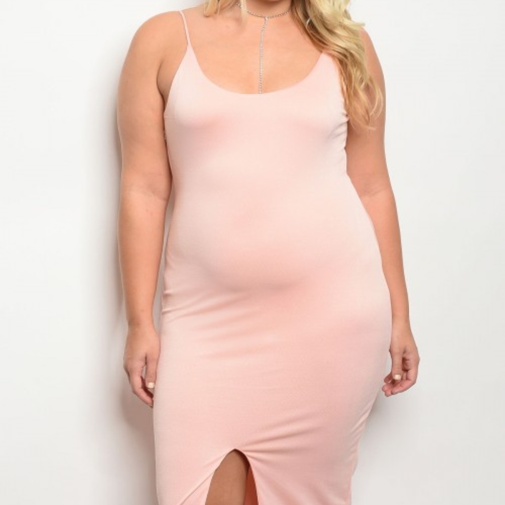 Sexy Blush Bodycon Dress in Plus Size! - Picture 1 of 6
